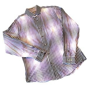 Express Black and Purple Checkered Casual Button Down Shirt